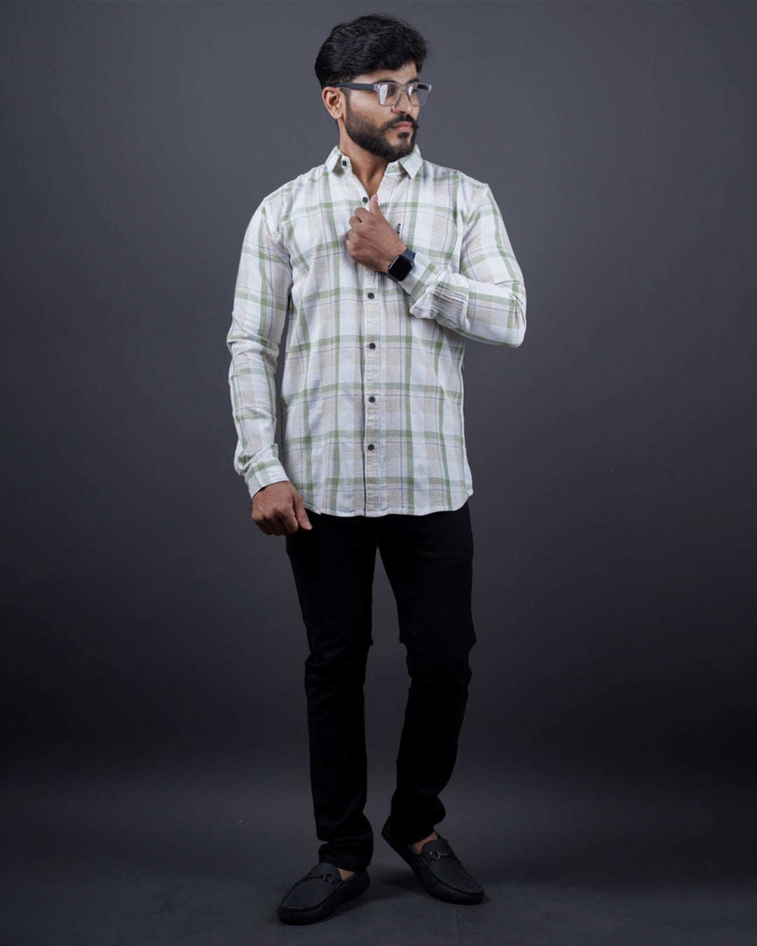 GREEN-WHITE COLOR CHECKS CASUAL SHIRT