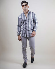 GREY COLOR LINING CASUAL SHIRT