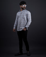 GREY COLOR CHECKS CASUAL SHIRT