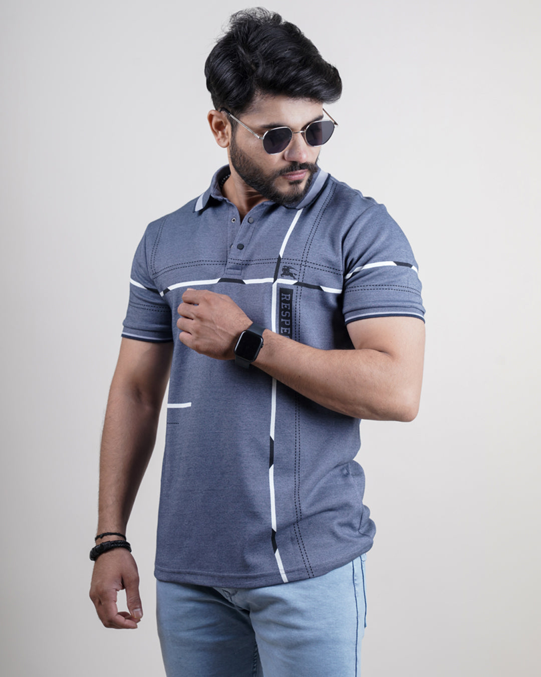 Grey matter collar t-shirt for men