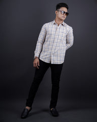 FAWN-WHITE COLOR CHECKS CASUAL SHIRT