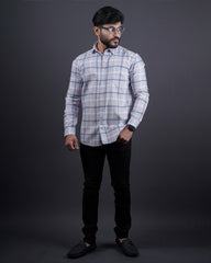 GREY COLOR CHECKS CASUAL SHIRT