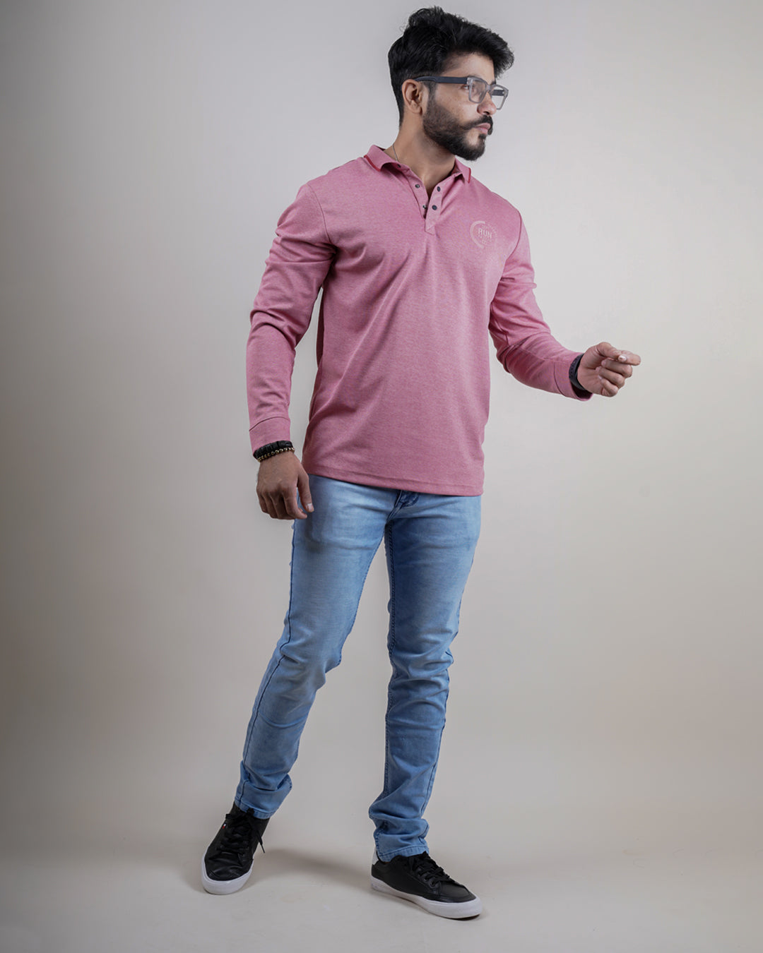 PINK COLOR FULL SLEEVE FULL NECK T-SHIRT