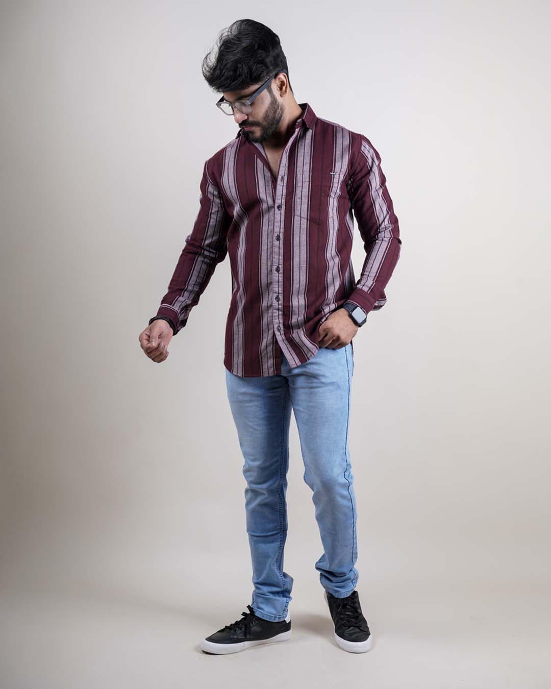 WINE COLOR LINING CASUAL SHIRT