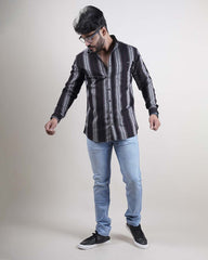 BLACK COLOR LINING CASUAL SHIRT