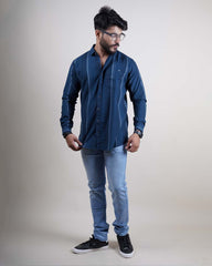 BLUE COLOR LINING CASUAL SHIRT