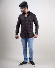 BROWN COLOR CHECKS CASUAL SHIRT