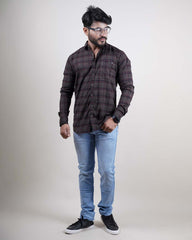 COFFEE COLOR CHECKS CASUAL SHIRT