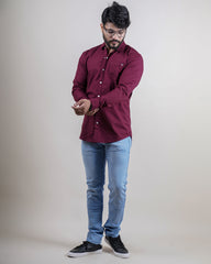 WINE COLOR PLAIN CASUAL SHIRT