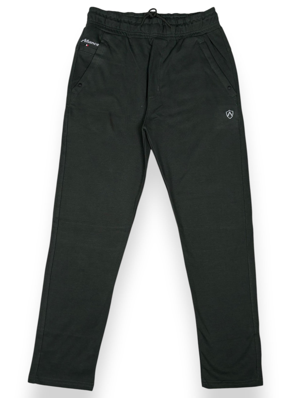 MENS OLIVE COLOUR PURE COTTON HOSIERY MID-RISE TRACKPANT