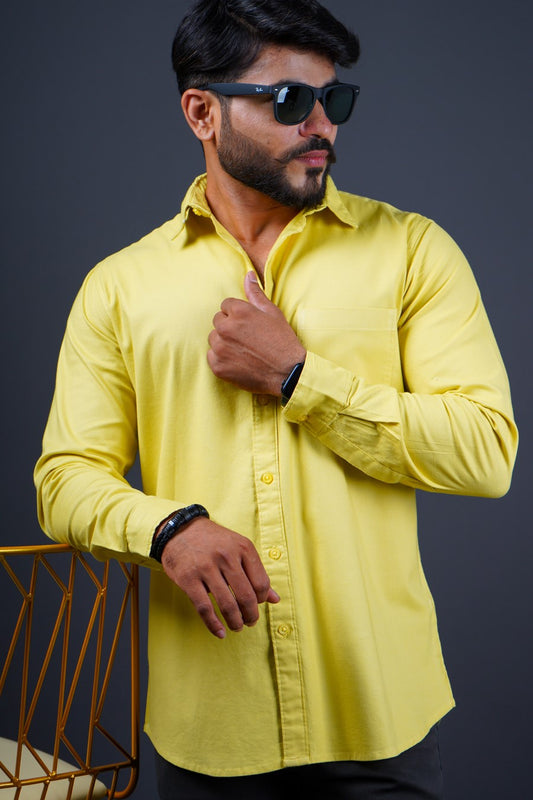 YELLOW COLOR PLAIN CASUAL SHIRT