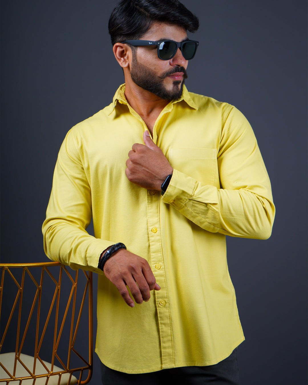 Yellow color color plain casual shirt shirt for casual wear.