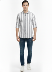 Striped Color Casual Shirts for Men | Grey