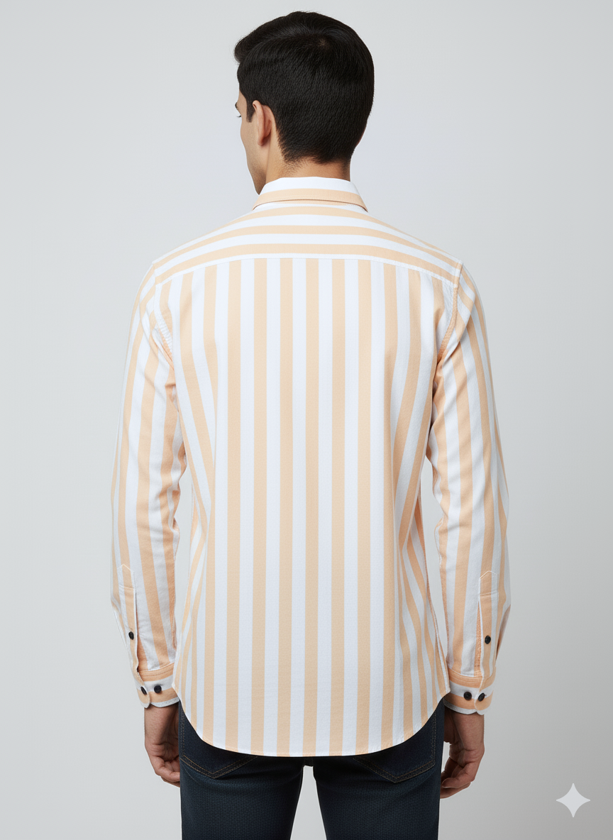 Striped Color Casual Shirts for Men | Orange 589548