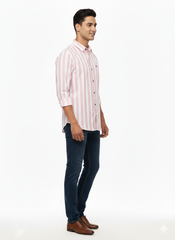 Striped Color Casual Shirts for Men | Pink