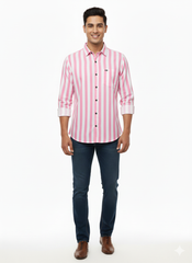Striped Color Casual Shirts for Men | Pink
