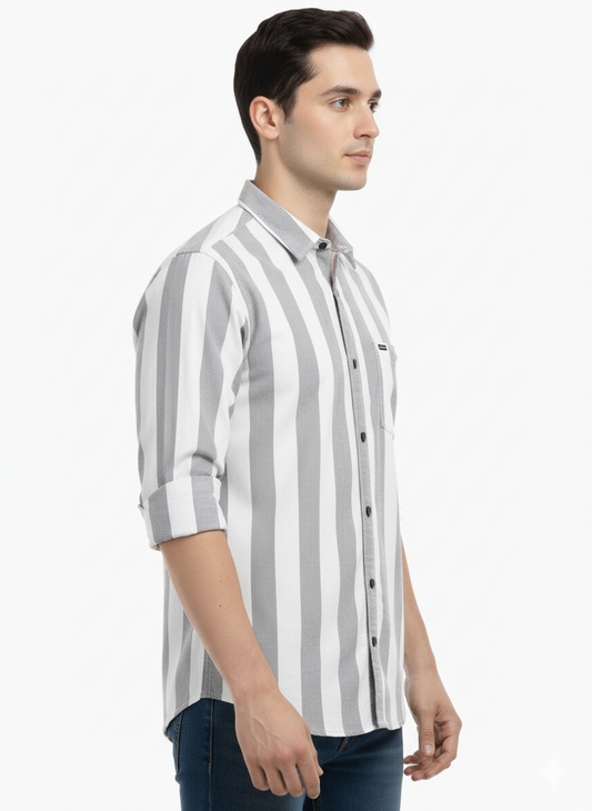 Striped Color Casual Shirts for Men | Grey