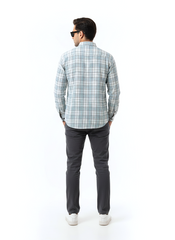 Men's Casual Check Shirt in Pista Color