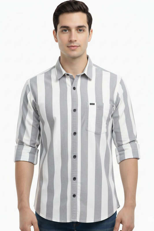 Striped Color Casual Shirts for Men | Grey