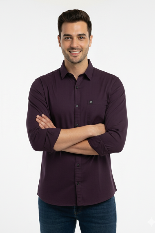 Solid Color Casual Shirts for Men | WINE