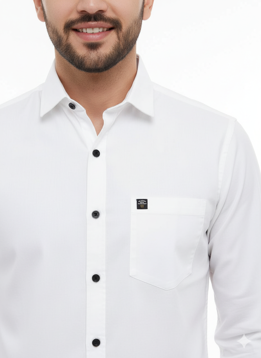 Solid Color Casual Shirts for Men | WHITE