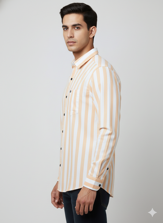Striped Color Casual Shirts for Men | Orange