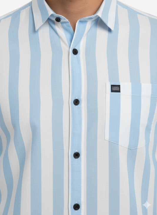 Striped Color Casual Shirts for Men | Skyblue