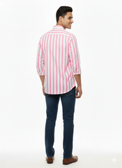 Striped Color Casual Shirts for Men | Pink