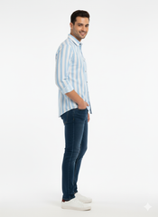 Striped Color Casual Shirts for Men | Skyblue