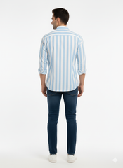 Striped Color Casual Shirts for Men | Skyblue