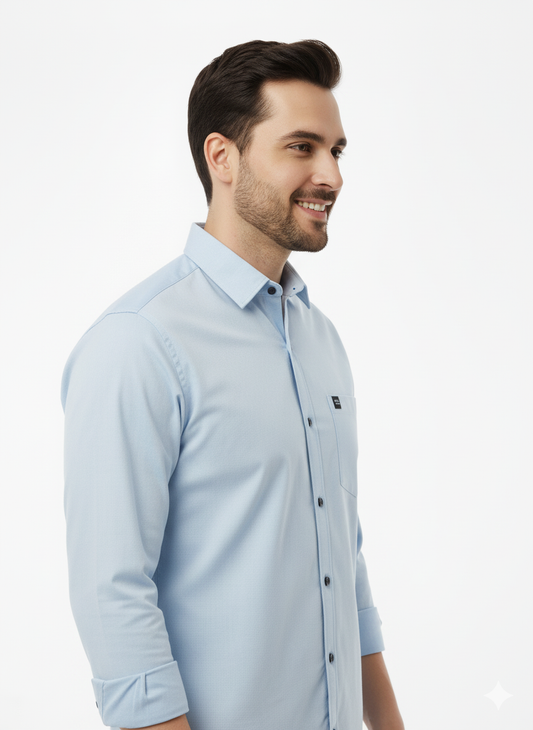Solid Color Casual Shirts for Men | SKYBLUE