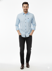 Solid Color Casual Shirts for Men | SKYBLUE