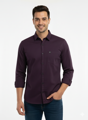 Solid Color Casual Shirts for Men | WINE