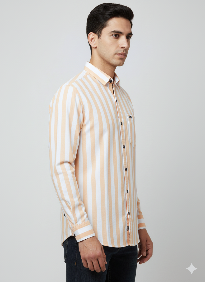 Striped Color Casual Shirts for Men | Orange 589548