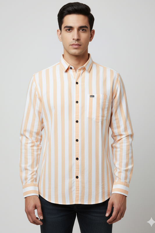 Striped Color Casual Shirts for Men | Orange