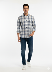 Men's Casual Check Shirt in Dgrey Color