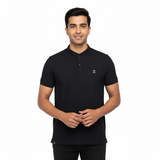 Black Half Sleeves T-Shirt for Men – Soft Sinker Fabric | Comfortable Daily Wear