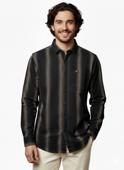 Vertical Striped Slim Fit Casual Shirt for Men | Dark Tones Coffee Color