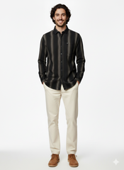 Vertical Striped Slim Fit Casual Shirt for Men | Dark Tones Coffee Color