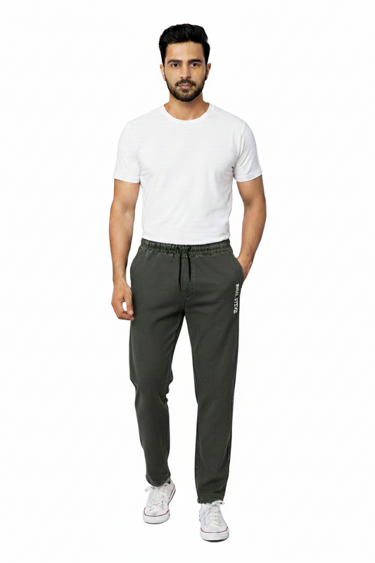 Stylish & Stretchable Sulphur Trackpant for Men – Olive with Drawstring Waist
