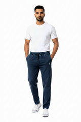 Stylish & Stretchable Denim Trackpant for Men – Blue with Drawstring Waist
