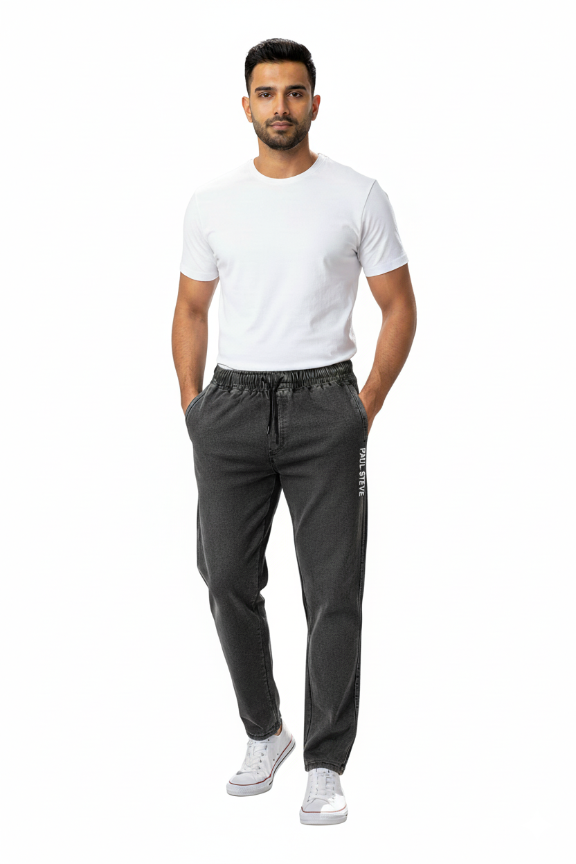 Stylish & Stretchable Sulphur Trackpant for Men – Carbon black with Drawstring Waist