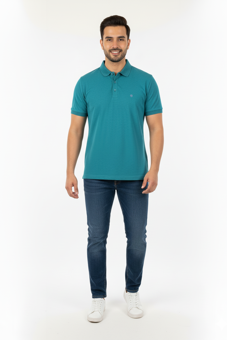 Green Solid Collared Half Sleeve T-Shirt for Men | Stylish & Comfortable 428716