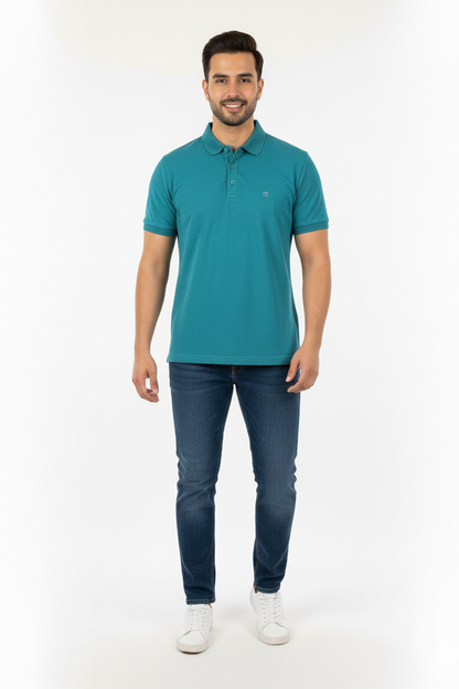 Green Solid Collared Half Sleeve T-Shirt for Men | Stylish & Comfortable 428716
