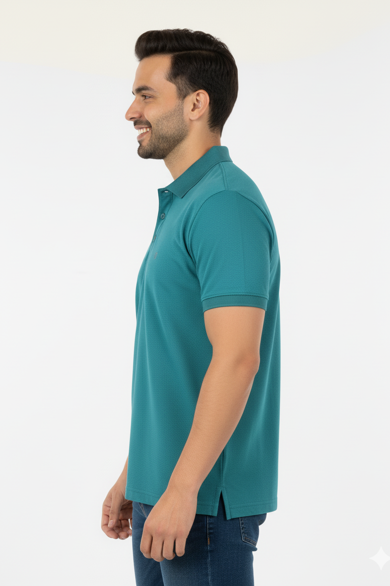 Green Solid Collared Half Sleeve T-Shirt for Men | Stylish & Comfortable 428716