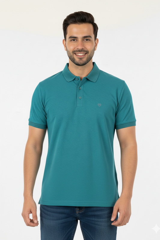 Green Solid Collared Half Sleeve T-Shirt for Men | Stylish & Comfortable