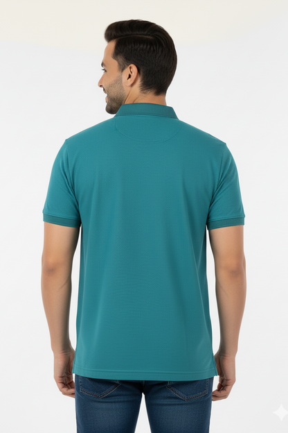 Green Solid Collared Half Sleeve T-Shirt for Men | Stylish & Comfortable 428716