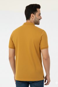 Mustard Solid Collared Half Sleeve T-Shirt for Men | Stylish & Comfortable 428716