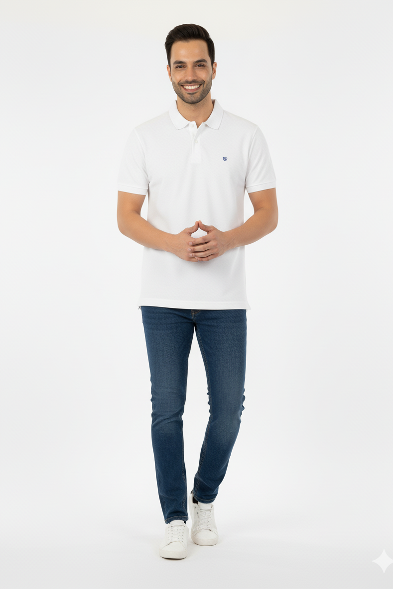 White Solid Collared Half Sleeve T-Shirt for Men | Stylish & Comfortable 428716