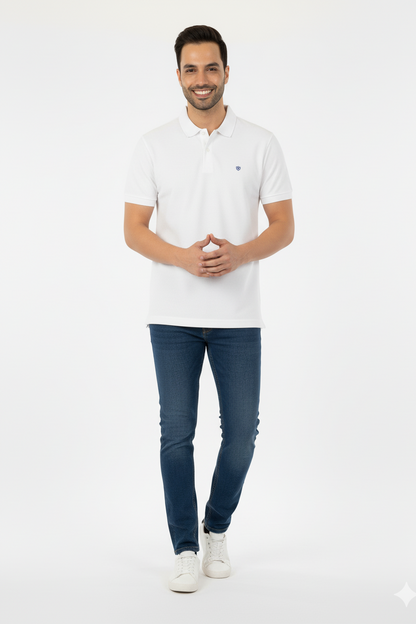 White Solid Collared Half Sleeve T-Shirt for Men | Stylish & Comfortable 428716
